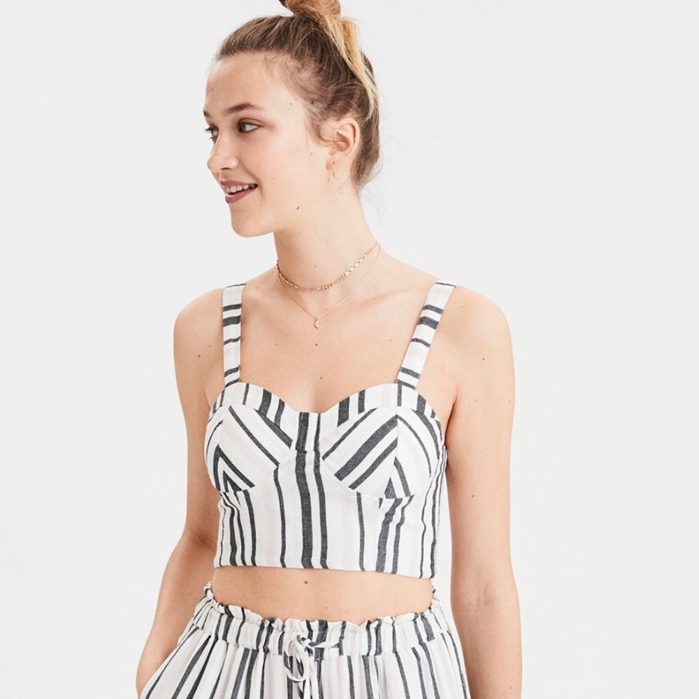 American Eagle striped and structured corset top